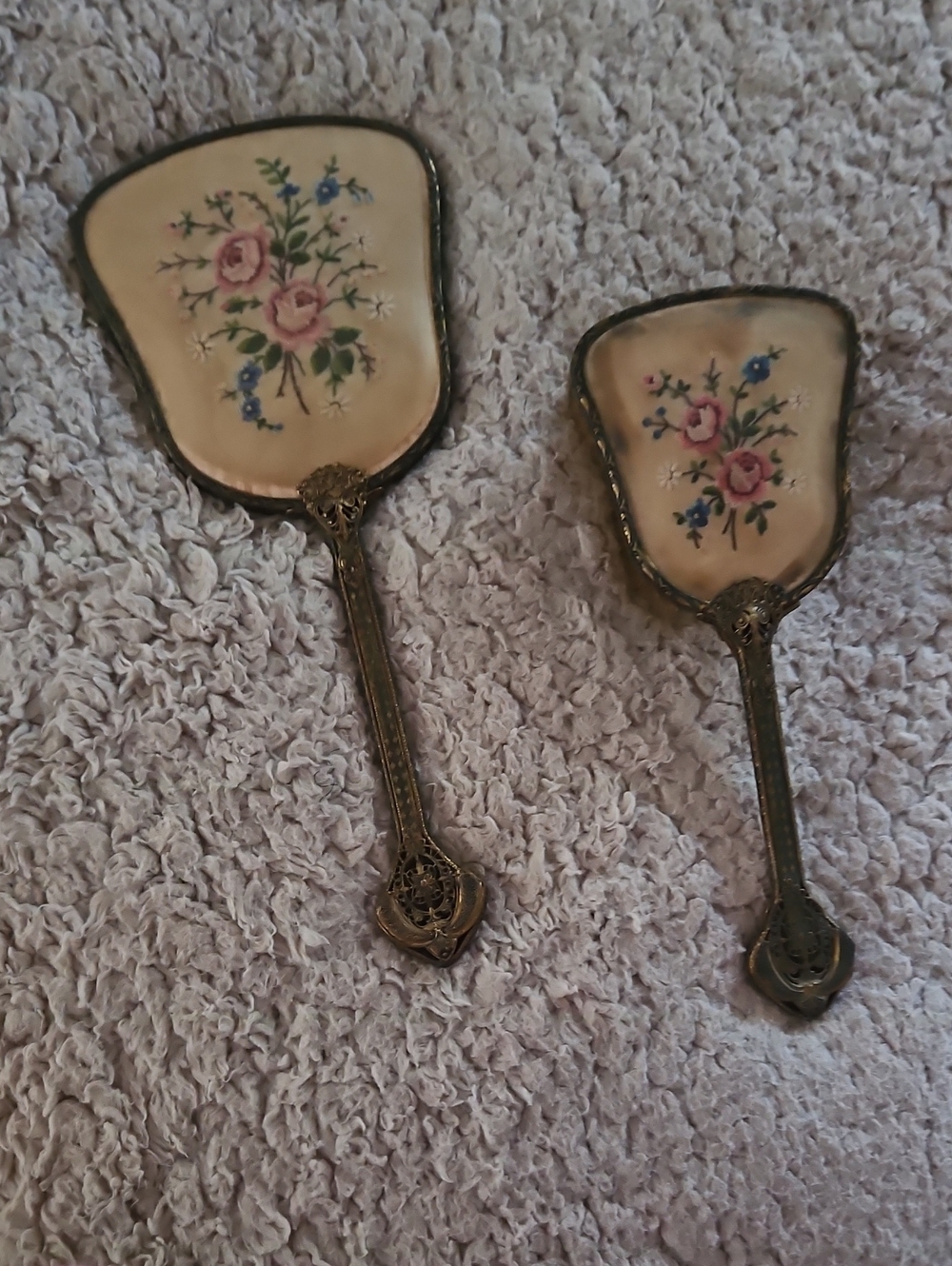Vintage Style Floral Ceramic Wall Plaque Set - Cream and Pink